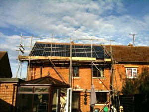 solar panel installation in progress in Northants